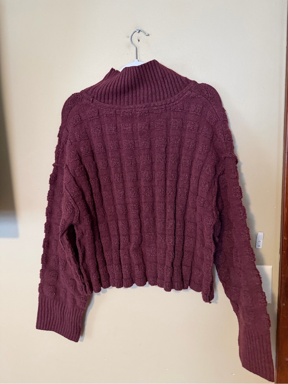 Free People Care Soul Searcher Wine Mock Neck Textured Sweater View 5